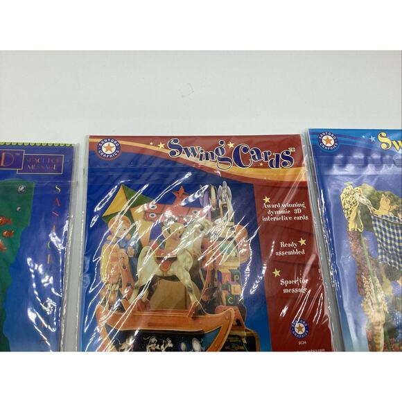 Set Of 3 SANTORO SWING CARDS- 3-D - Greeting Cards Fish Rocking Horse Cats - Picture 10 of 12